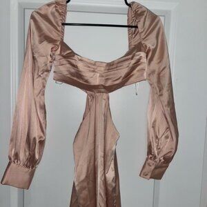 OH Polly Satin cut out long sleeve mini dress